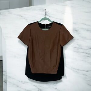 Neiman Marcus Collection Two-Tone Leather Panel Top Small